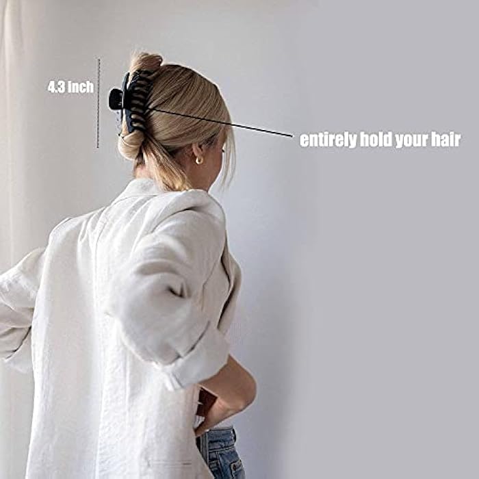 VinBee 3 Pack Large Chic Styling Matte Hair Claw Clip, 4.3 Inch Acrylic Hair Clips for Thick Hair Claw, Big Hair Clips Accessories for Girls Banana Clips Clamp Accessories for Women (Black, Amber,Red） - Image 3
